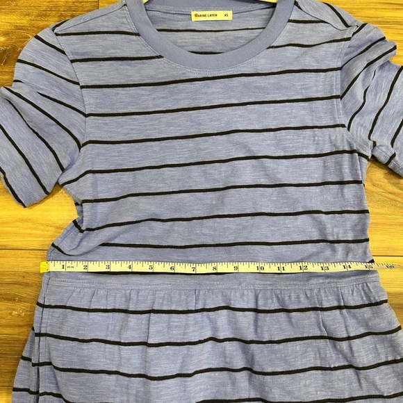 Marine Layer Sadie Vintage Slub blue stripe short sleeve Midi Dress XS - Picture 7 of 7